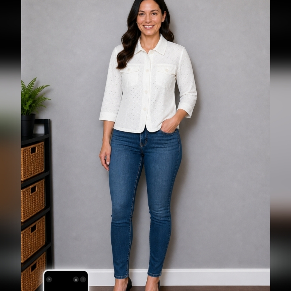 KORET White Eyelet Blazer Jacket Petite Small